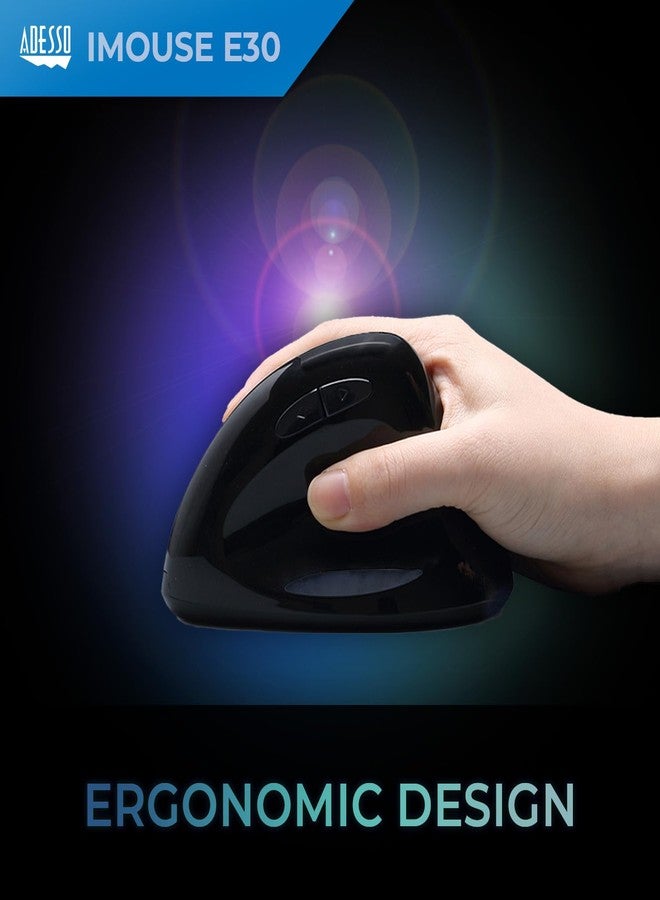 Adesso iMouse E30 2.4GHz Wireless Ergonomic Vertical Mouse Adjustable DPI Programmable Driver Optical Sensor Right Handed - Image 2