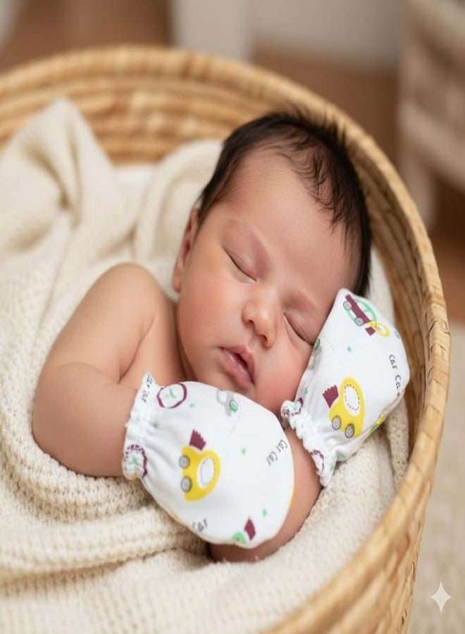 PEARSILK قفازات قطنية من بيرسيلك للأطفال حديثي الولادة، من عمر 0 إلى 6 أشهر، عبوة من 6 أزواج، قفازات يد مزودة بأساور معصم مطاطية ناعمة. - Image 2