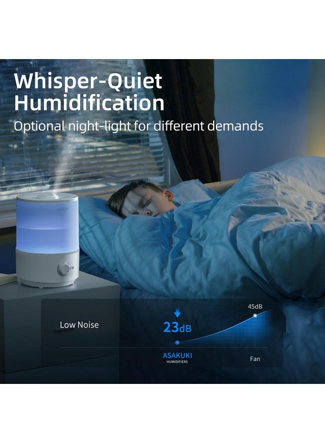 ASAKUKI ASAKUKI Humidifiers for Bedroom, 3L Top Fill Cool Mist Humidifiers for Baby Nursery & Plants, 3-IN-1 Quiet Air Humidifier, Oil Diffuser & Night Light for Large Room Home, Auto Shut-off, BPA-Free, 30H - Image 5