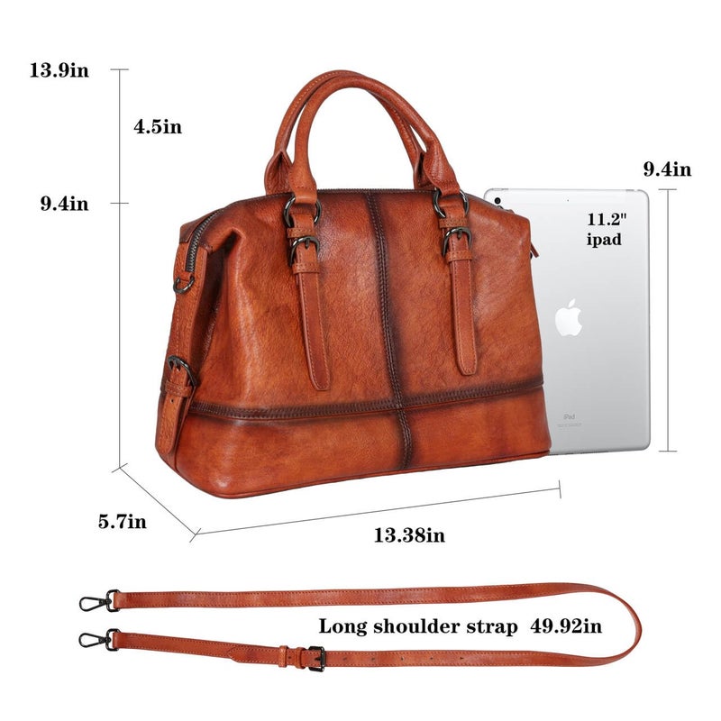 HESHE Brown Leather Purses and Handbags Tote Bags Top Handle Handbags Shoulder Purse for Women Ladies Satchel Bags (Brown) - Image 4