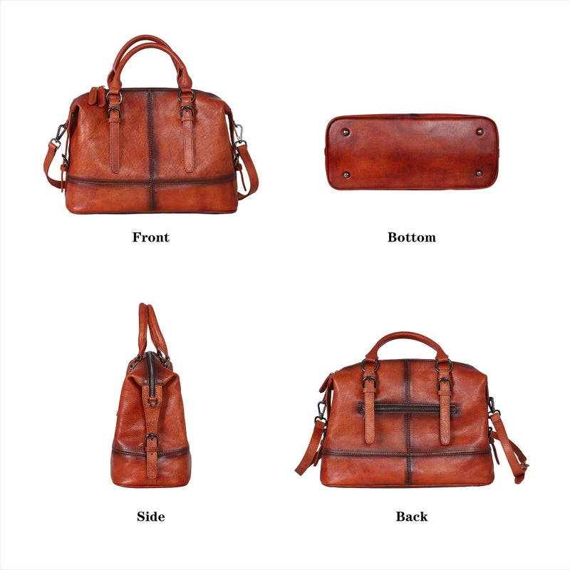 HESHE Brown Leather Purses and Handbags Tote Bags Top Handle Handbags Shoulder Purse for Women Ladies Satchel Bags (Brown) - Image 5