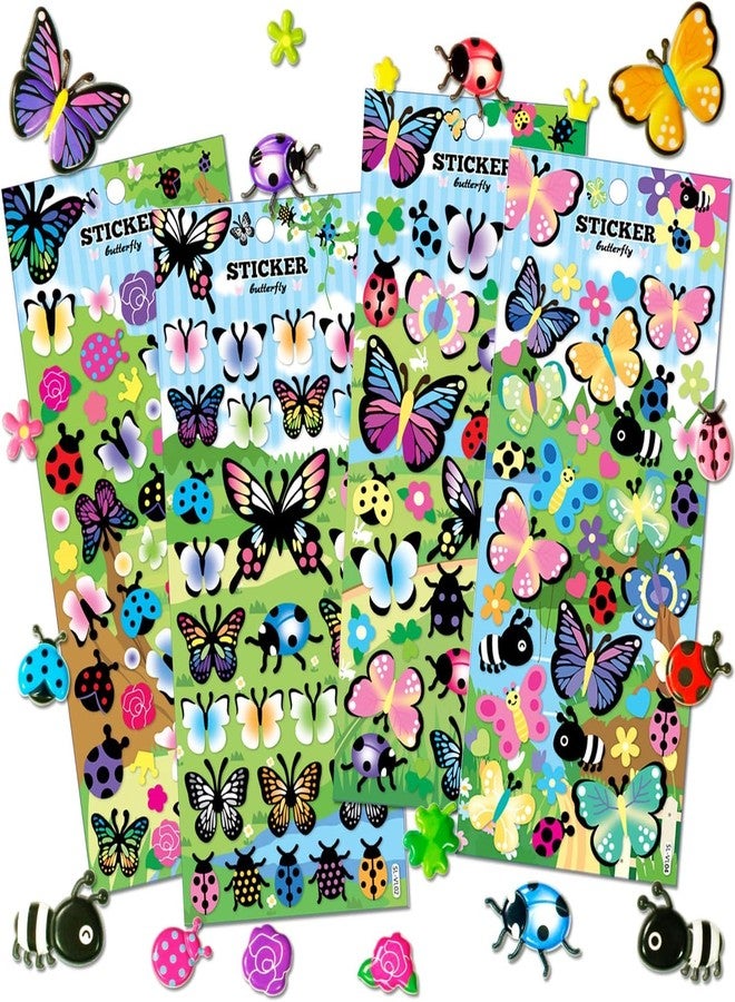Parshya Kawaii 3D Puffy Stickers for Kids, 3D Stickers for Craft Book & Scrapbook, Self-Adhesive Kawaii Stickers Set, Cute Stickers for Girls and Boys(Random Theme) (Butterfly Sticker 8 Sheet) - Image 1