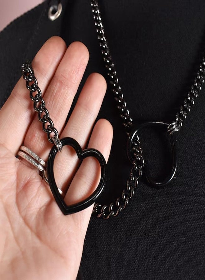 Your Always Charm Slip Chain Necklace Punk Rock Cuban Necklace Long Heart O-Ring Slip Chain Choker Adjustable Lariat Y-Necklace Goth Accessories Gifts for Women Trendy - Image 2