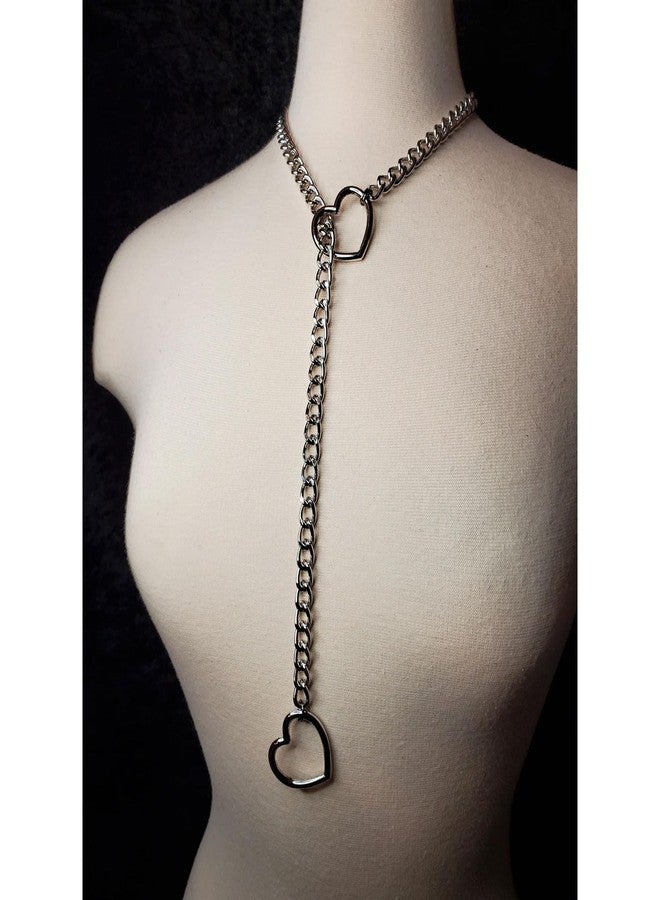 Your Always Charm Slip Chain Necklace Punk Rock Cuban Necklace Long Heart O-Ring Slip Chain Choker Adjustable Lariat Y-Necklace Goth Accessories Gifts for Women Trendy - Image 3