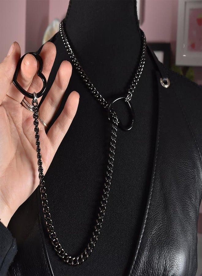 Your Always Charm Slip Chain Necklace Punk Rock Cuban Necklace Long Heart O-Ring Slip Chain Choker Adjustable Lariat Y-Necklace Goth Accessories Gifts for Women Trendy - Image 4