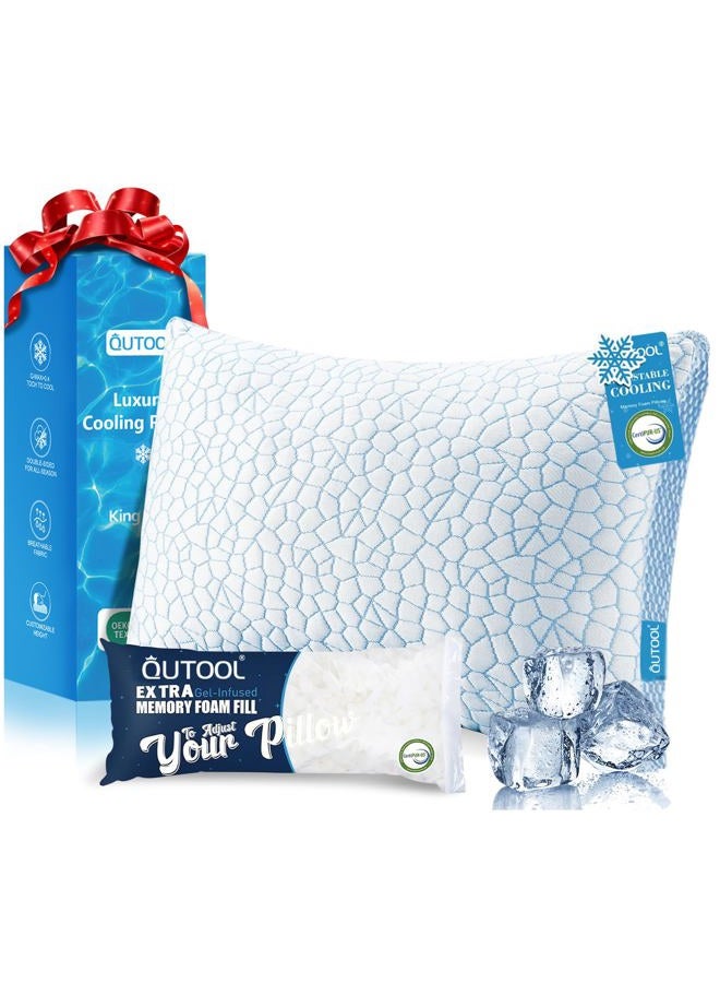 QUTOOL Enhanced Cooling Pillows for Sleeping, Shredded Memory Foam Pillows King Size 1 Pack - Image 1