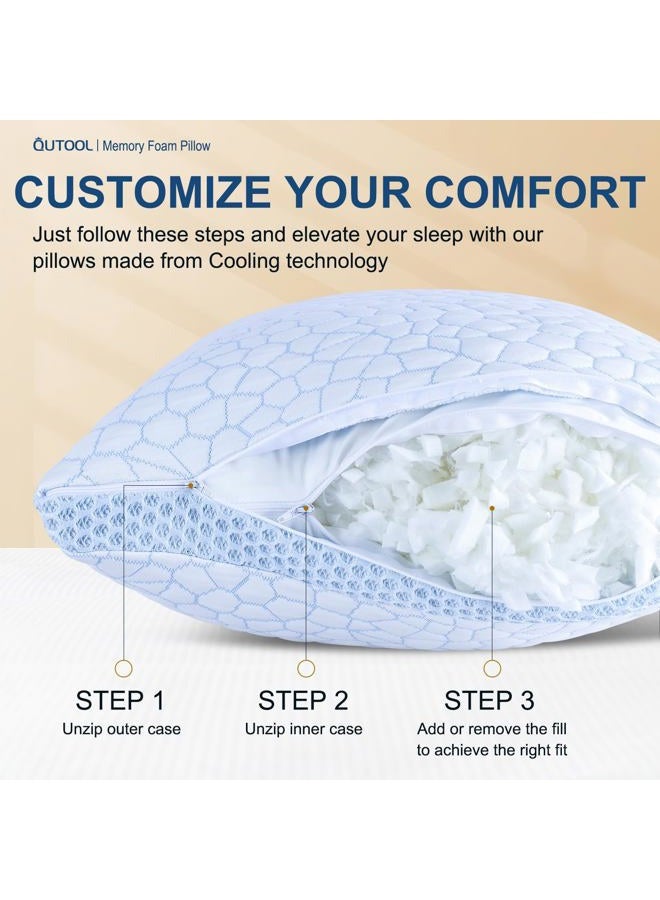 QUTOOL Enhanced Cooling Pillows for Sleeping, Shredded Memory Foam Pillows King Size 1 Pack - Image 3