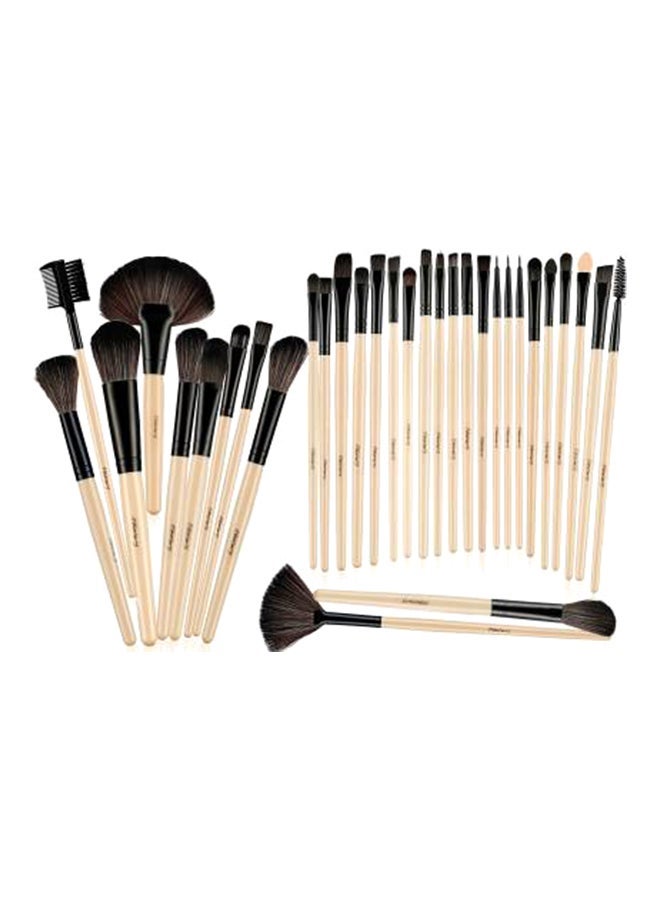 32-Piece Facial Makeup Brush Kit Beige - Image 3