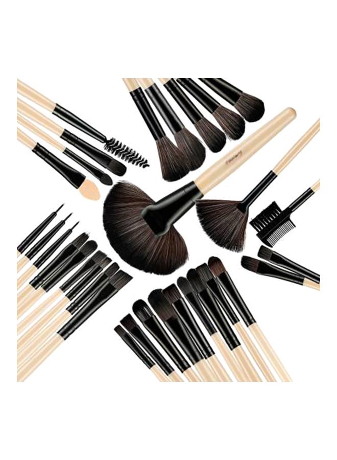 32-Piece Facial Makeup Brush Kit Beige - Image 4