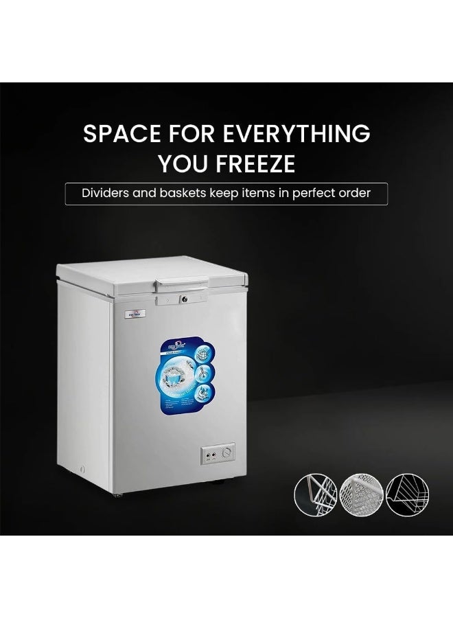 STAR TRACK STAR TRACK Chest Freezer 150L ST-CFW-150L | Deep Freezer with Sliding Glass Door, Manual Defrost, -18°C Cooling | Outside Condenser | 1 Plastic Basket | White, Hinged Door | R600a | 220V 50Hz  - Image 4