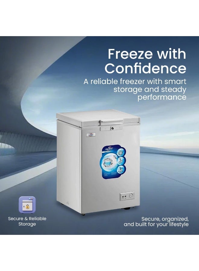 STAR TRACK STAR TRACK Chest Freezer 150L ST-CFW-150L | Deep Freezer with Sliding Glass Door, Manual Defrost, -18°C Cooling | Outside Condenser | 1 Plastic Basket | White, Hinged Door | R600a | 220V 50Hz  - Image 5