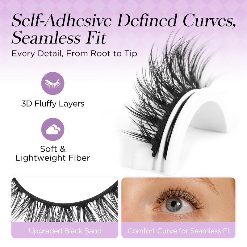 BEYELIAN Self Adhesive Eyelashes Natural Look, Pre Glued Wispy False Lashes No Glue Required, Faux Mink Eyelashes 5 Pairs ZCV-189 - Image 4