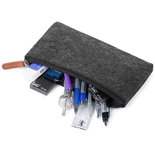 Mr. Pen- 3 Pc Black Felt Small Pen Case with Zipper, Office Supplies Canvas Pencil Bag - Image 4