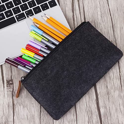 Mr. Pen- 3 Pc Black Felt Small Pen Case with Zipper, Office Supplies Canvas Pencil Bag - Image 3
