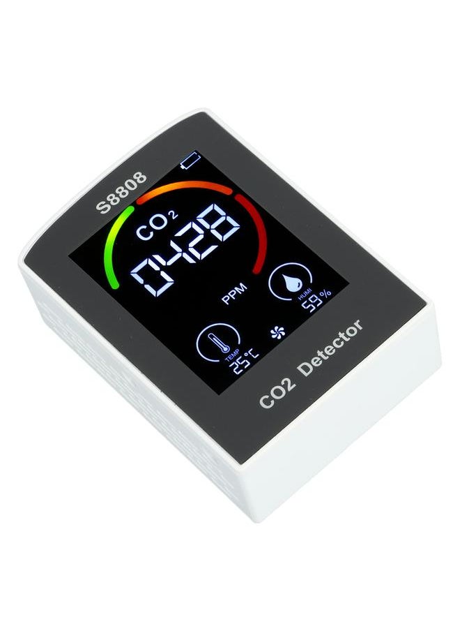 CO2 Detector with Display Screen ABS Battery USB Charging Multi Function CO2 Monitor Meter for Indoor Office Bedroom