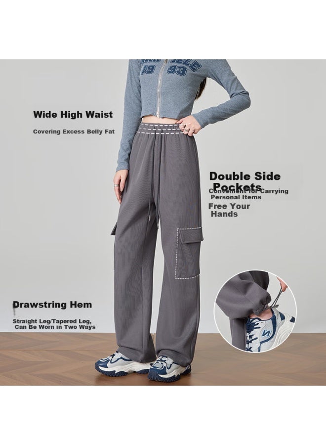 Liberal Casual Loose Fit High Waist Drawstring Cargo Pants For Women Spring/summer - Image 4