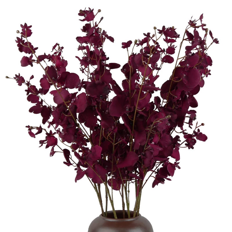 IPOPU Artificial Orchid Flowers10 PCS Each 37 Fake Orchid Artificial Orchids Long Stem Artificial Flowers Fake Silk Flowers for Indoor Outdoor Wedding Home Office DecorationBurgundy - Image 2