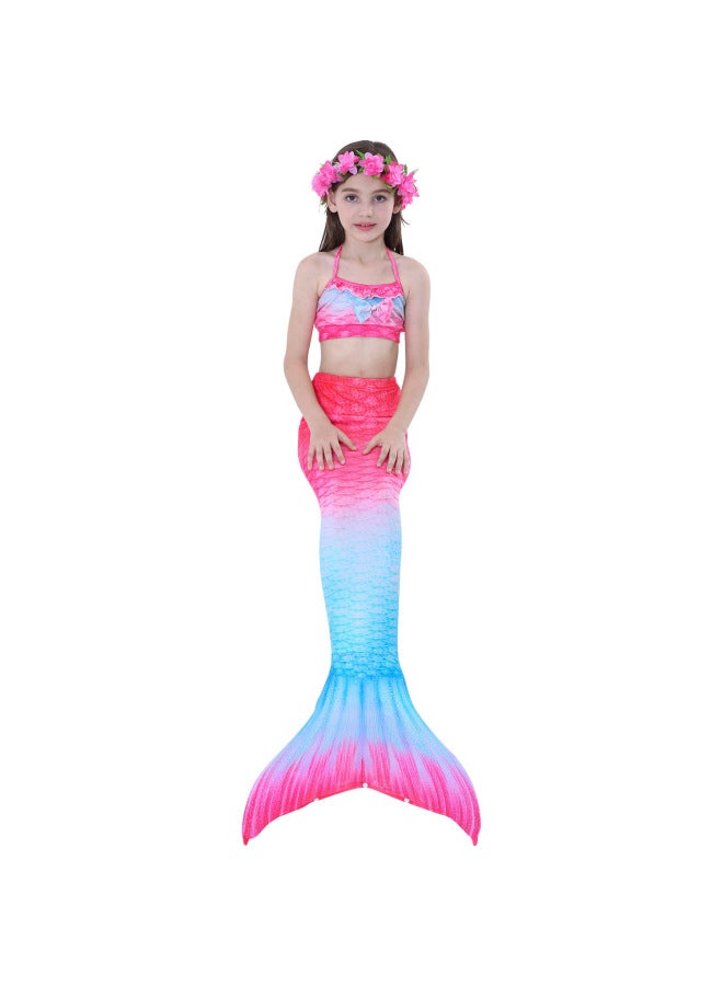 Mermaid Costume Dress - Girls Mermaid Fishtail Costume Dress - JP21, 130 - Princess Dress Up, Halloween Cosplay, Fancy Party Wear, Birthday Costume, Fantasy Outfit Swimsuit - Image 1