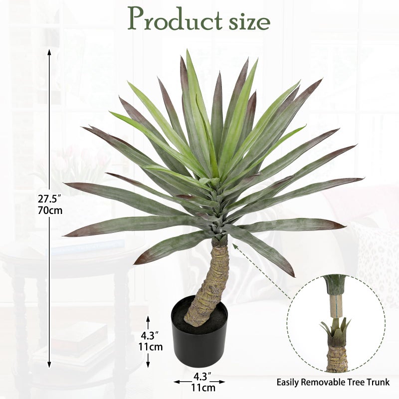 Briful Large Agave Plants Artificial 27.5in Tall Fake Potted Agave Plant Indoor Faux Succulent Tropical Plants for Home Office Room Balcony Garden Outdoor Decor - Image 2