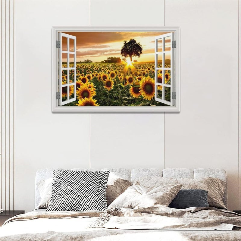 Tijuboni Sunflowers Landscape Canvas Wall Art - Image 5