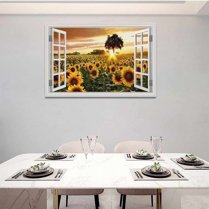 Tijuboni Sunflowers Landscape Canvas Wall Art - Image 2