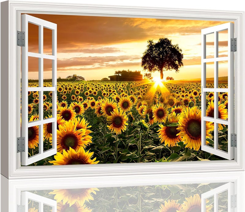 Tijuboni Sunflowers Landscape Canvas Wall Art - Image 1