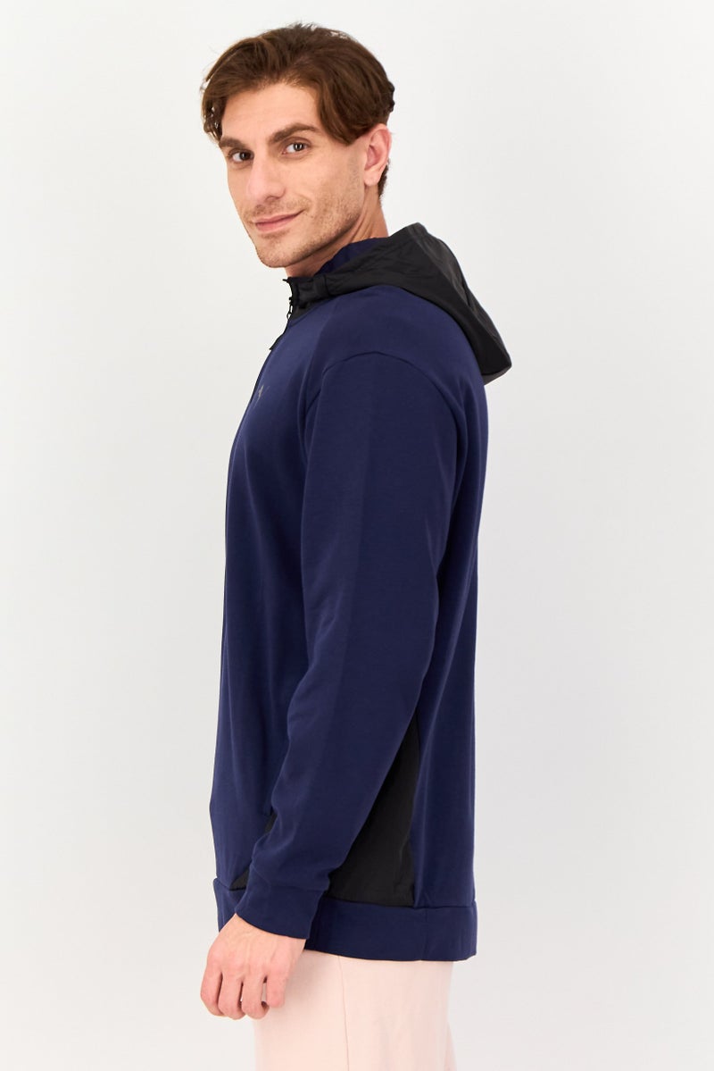 PUMA سويت شيرت رياضي للرجال بأكمام طويلة مناسب في الهواء الطلق، أزرق داكن - Image 4