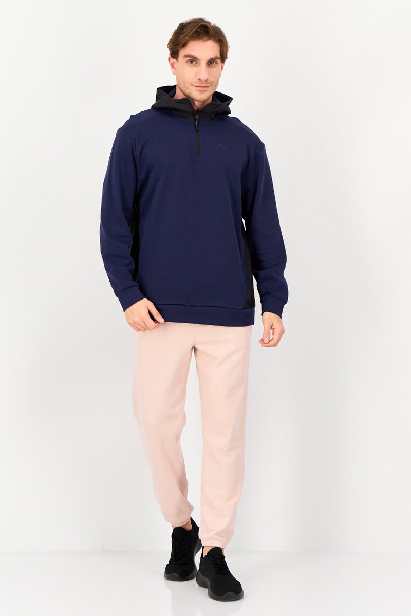 PUMA سويت شيرت رياضي للرجال بأكمام طويلة مناسب في الهواء الطلق، أزرق داكن - Image 3