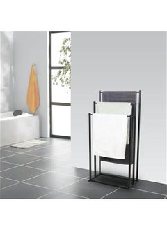 HOOKOR Durku Free Standing Towel Rack, 3 Tier Alloy Steel Stand, Blanket Drying and Display Rack for Oversized Bath Towels Bathroom Accessories, Next to Tub or Shower  - Image 2