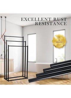 HOOKOR Durku Free Standing Towel Rack, 3 Tier Alloy Steel Stand, Blanket Drying and Display Rack for Oversized Bath Towels Bathroom Accessories, Next to Tub or Shower  - Image 3