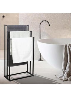 HOOKOR Durku Free Standing Towel Rack, 3 Tier Alloy Steel Stand, Blanket Drying and Display Rack for Oversized Bath Towels Bathroom Accessories, Next to Tub or Shower  - Image 4