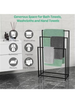 HOOKOR Durku Free Standing Towel Rack, 3 Tier Alloy Steel Stand, Blanket Drying and Display Rack for Oversized Bath Towels Bathroom Accessories, Next to Tub or Shower  - Image 5