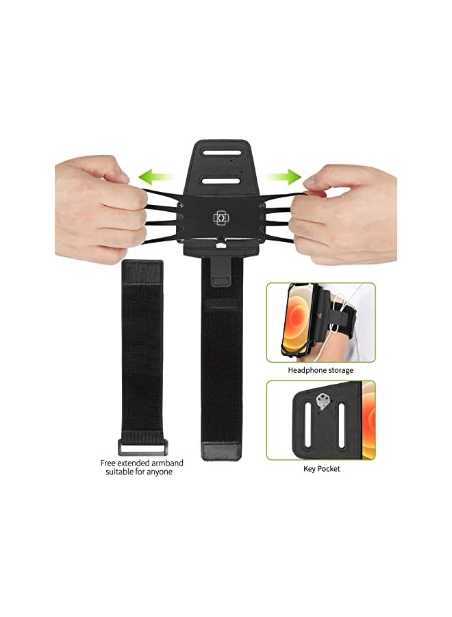 Green Tiger Phone Armband Holder, 360° Rotating Universal Sports Armband Suitable for All Phones, Outdoor Armband Phone Holder Suitable for Running Sports Camping Mountaineering Cycling (Black) - Image 3