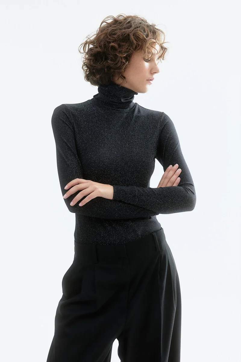 H&M Viscose Polo-Neck Top