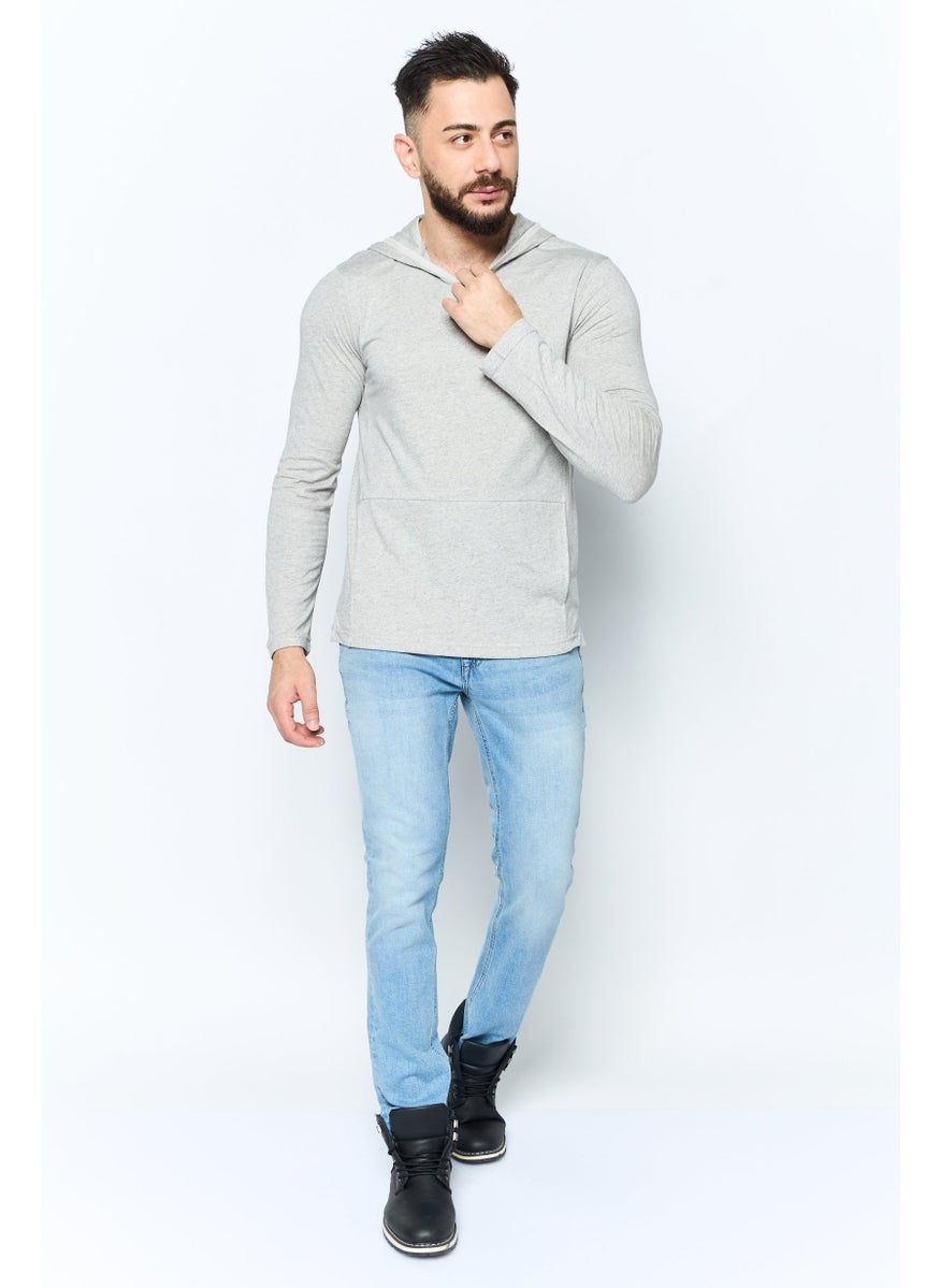 Kenneth Cole Men Long Sleeve Plain Hoodies, Grey  - Image 2