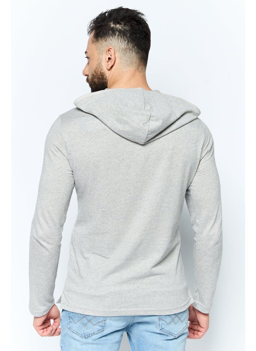 Kenneth Cole Men Long Sleeve Plain Hoodies, Grey  - Image 4