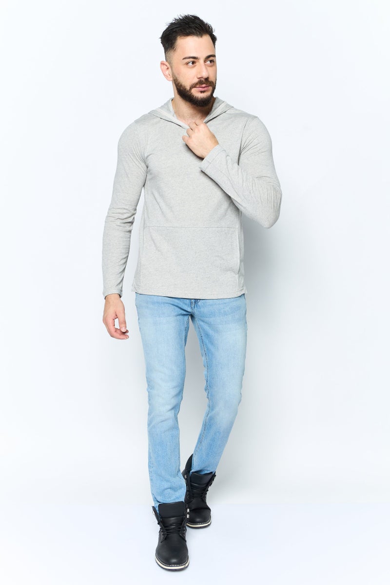 Kenneth Cole هودي رجالي بأكمام طويلة سادة، رمادي - Image 2