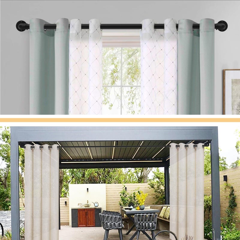 WORLD RODS Black Curtain Rods 18 to 88 Inch, Industrial Curtain Rods,Adjustable Length,1 in Diameter Pipe,Wall or Ceiling Mounted,for Bedroom and Living Room(Black 18â€ to 88â€) - Image 5