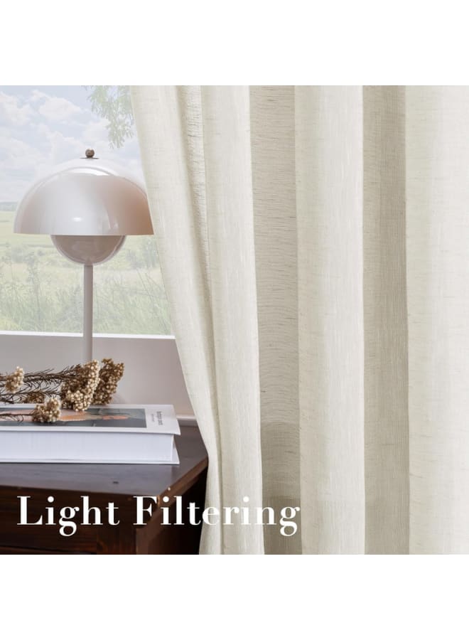  انتكس بيت الستائر ستائر كتان شفافة شبه شفافة - مظهر أنيق لغرف المعيشة وديكور المنزل - قماش خفيف الوزن مع حلقة فولاذية - قطعة واحدة - Image 2
