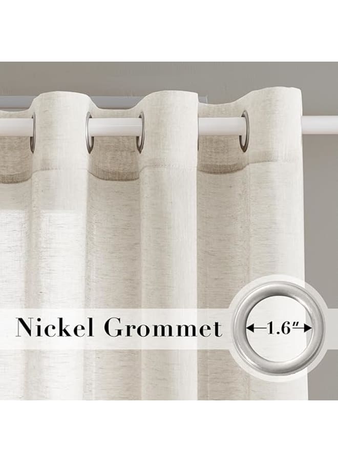  انتكس بيت الستائر ستائر كتان شفافة شبه شفافة - مظهر أنيق لغرف المعيشة وديكور المنزل - قماش خفيف الوزن مع حلقة فولاذية - قطعة واحدة - Image 4
