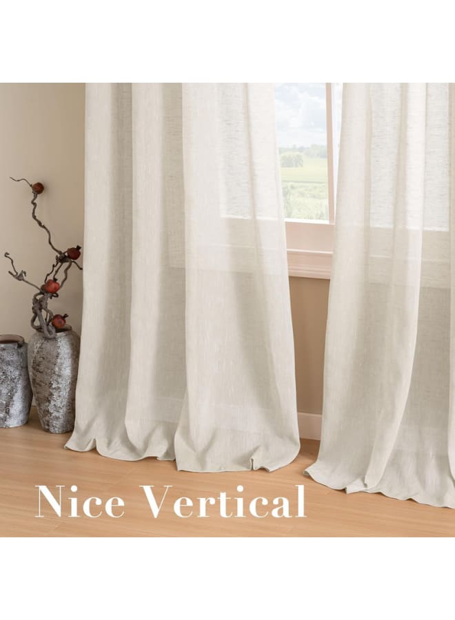 انتكس بيت الستائر ستائر كتان شفافة شبه شفافة - مظهر أنيق لغرف المعيشة وديكور المنزل - قماش خفيف الوزن مع حلقة فولاذية - قطعة واحدة - Image 5
