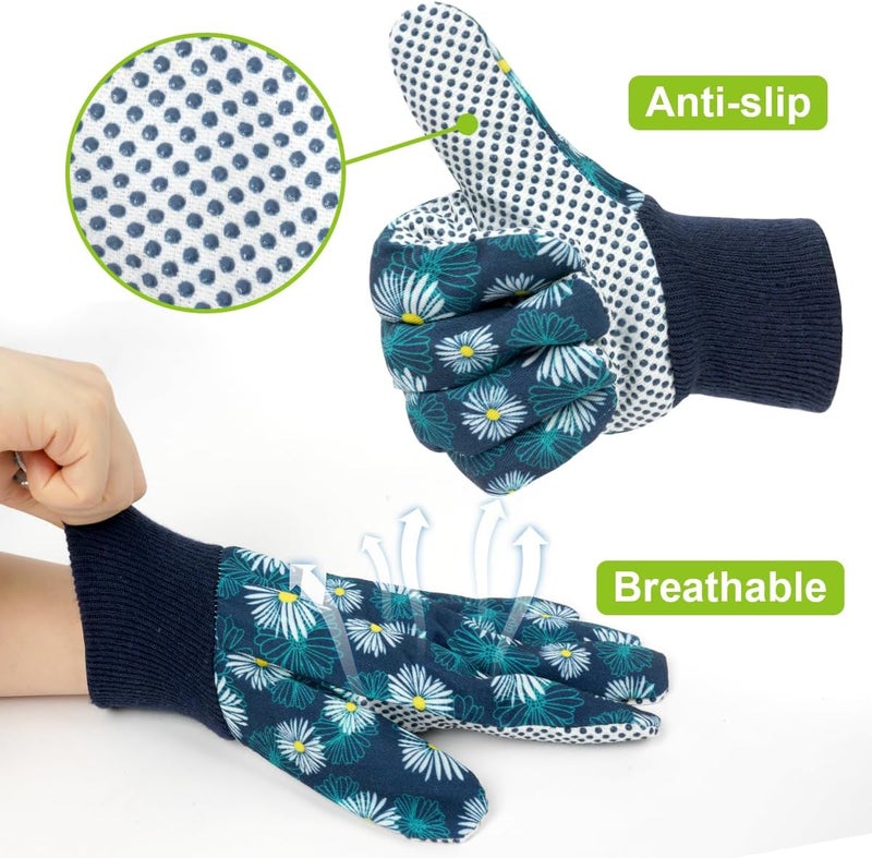Ainiv Floral Gardening Gloves for Women/Ladies, Non-Slip Garden Work Gloves,Breathable Yard Work Glove Light Working Gloves - Image 4