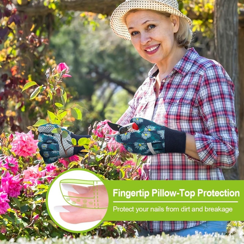 Ainiv Floral Gardening Gloves for Women/Ladies, Non-Slip Garden Work Gloves,Breathable Yard Work Glove Light Working Gloves - Image 3