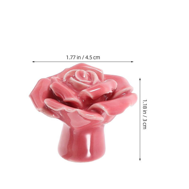 Vintage Pink Floral Ceramic Pull Knobs Set of 2 for Cabinet Drawer Kitchen Furniture - Image 3