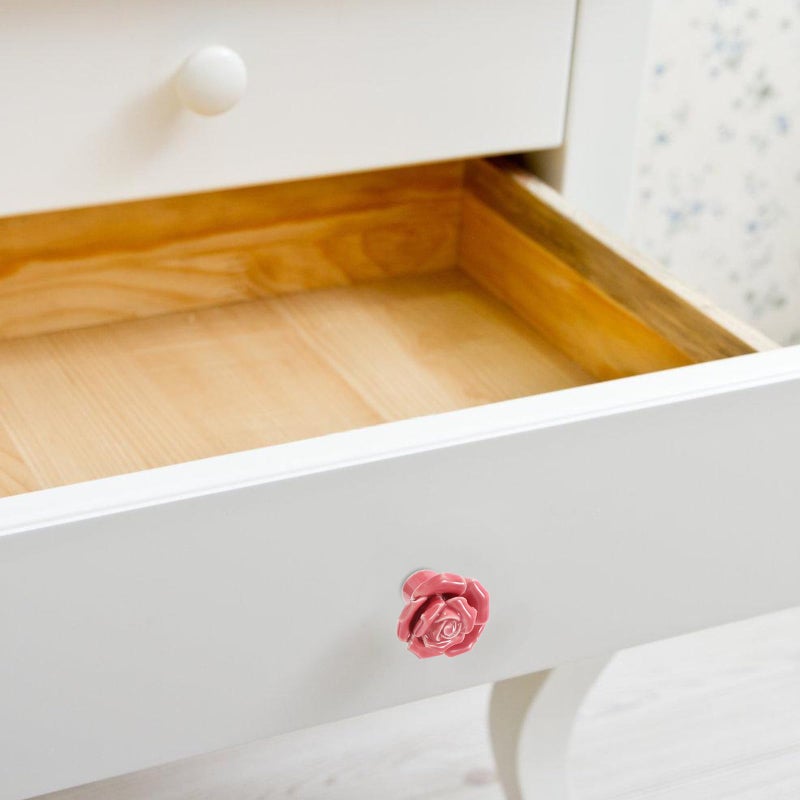 Vintage Pink Floral Ceramic Pull Knobs Set of 2 for Cabinet Drawer Kitchen Furniture - Image 5
