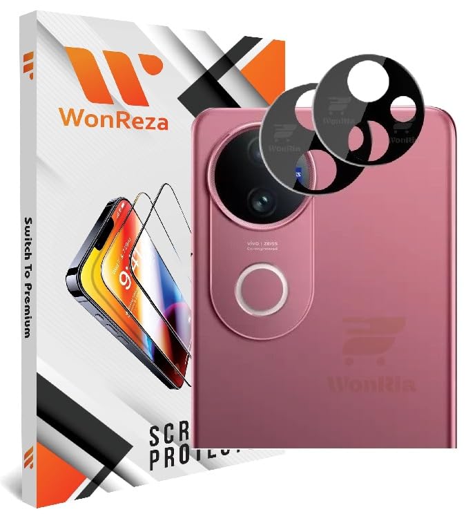 WonReza ® حزمة 2- واقي زجاج الكاميرا الخلفية لهاتف Vivo V50 5G [3D فائق الجودة] واقي عدسة الكاميرا (أسود) - Image 1