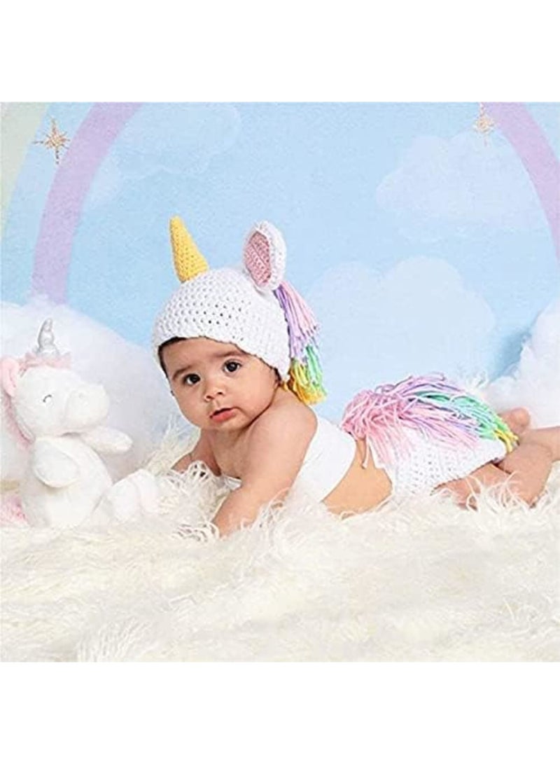 Crochet Baby Outfits Newborn Baby Photo Props Boy Girl Baby Crochet Knitted Unicorn Costume Newborn Photography Props Unicorn Knitted Sets - Image 4