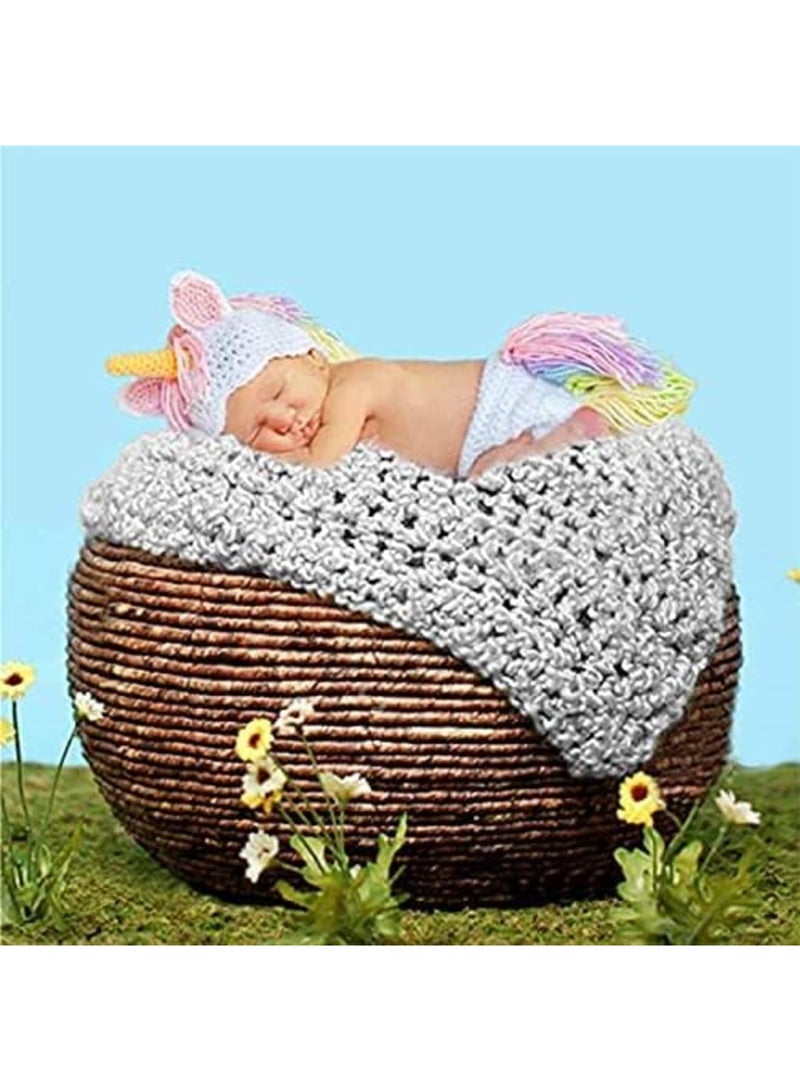 Crochet Baby Outfits Newborn Baby Photo Props Boy Girl Baby Crochet Knitted Unicorn Costume Newborn Photography Props Unicorn Knitted Sets - Image 5