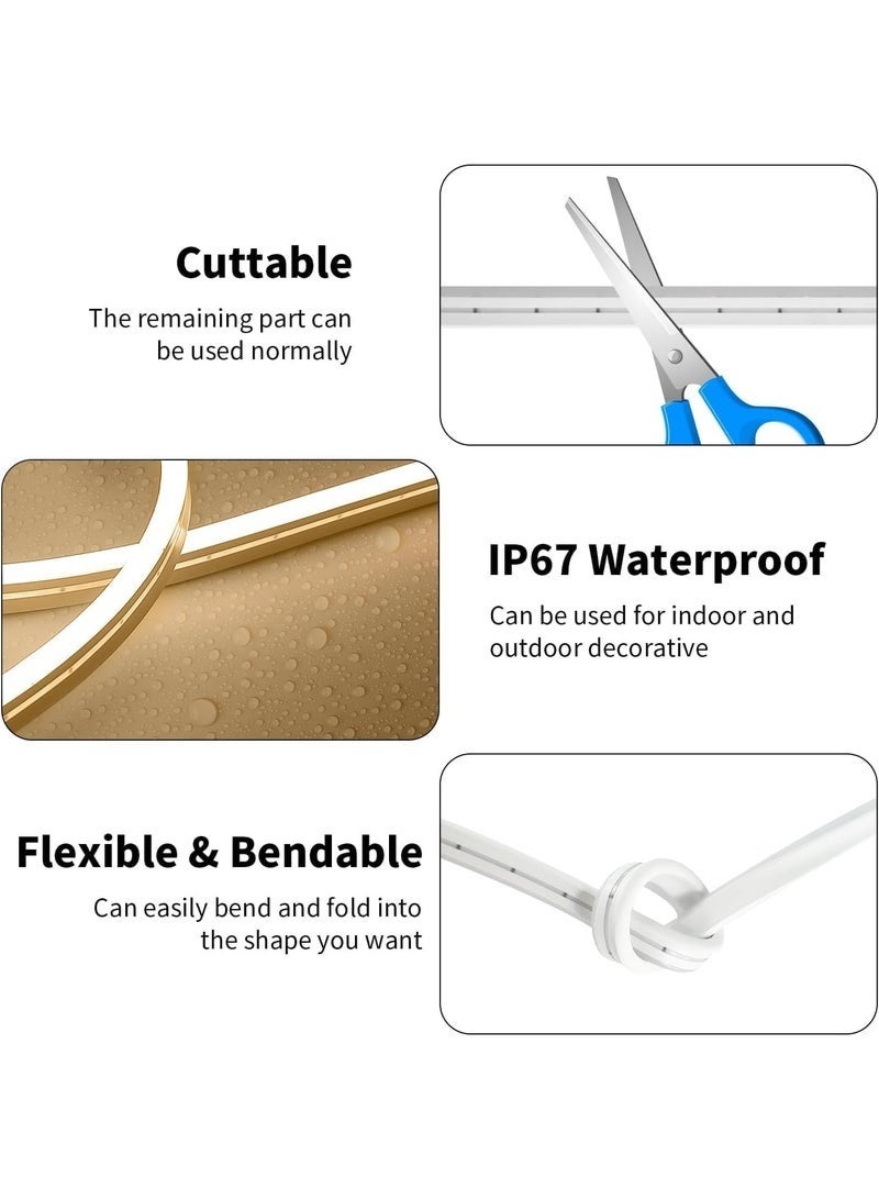 شريط إضاءة LED يعمل باللمس بمنفذ USB باللون الأبيض الدافئ، 5 فولت 3 متر 360 مصباح LED عالي السطوع، شريط إضاءة LED نيون مقاوم للماء وقابل للتعتيم للمطبخ والغرفة وديكور التلفزيون (أبيض دافئ) - Image 2