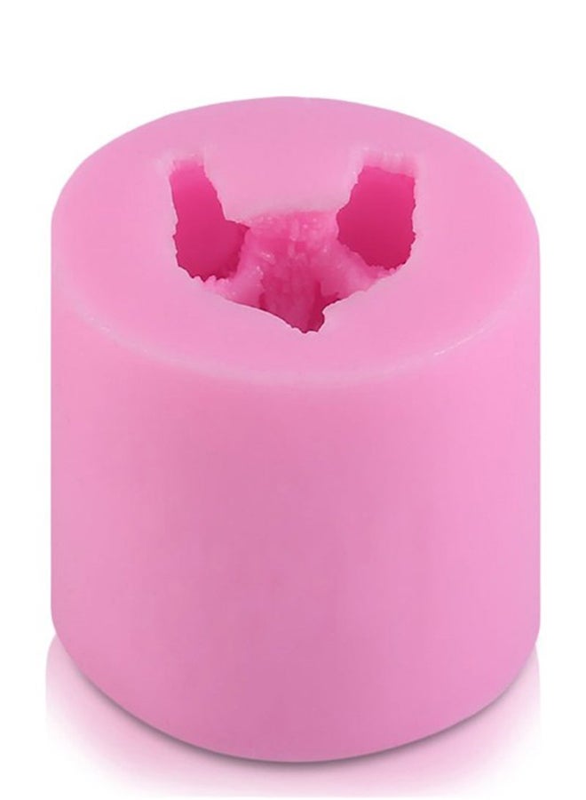 Bear Round Shape Handmade Soap Craft Mold Pink 6x6x5mm - Image 1